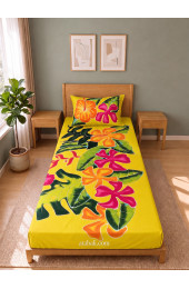 Hand Painted Rayon Bedsheet Set Single Size